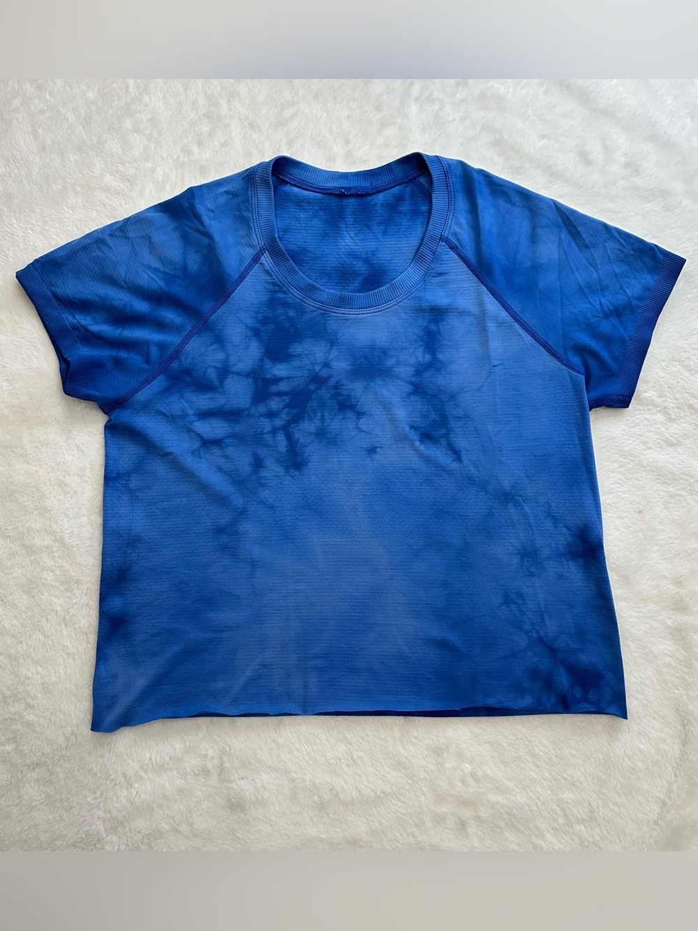Lululemon Swiftly Tech SS 2.0 Marble Dye Pipe Dream Blue Crop Size 10